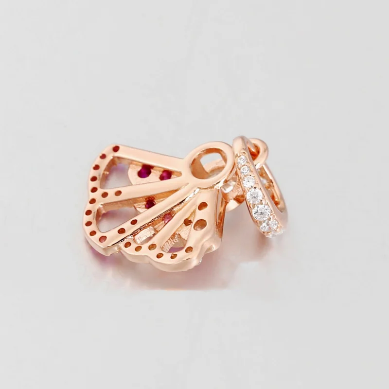 (image for) PANDORA Pink Fan Dangle Charm - 788147C01 - View 3