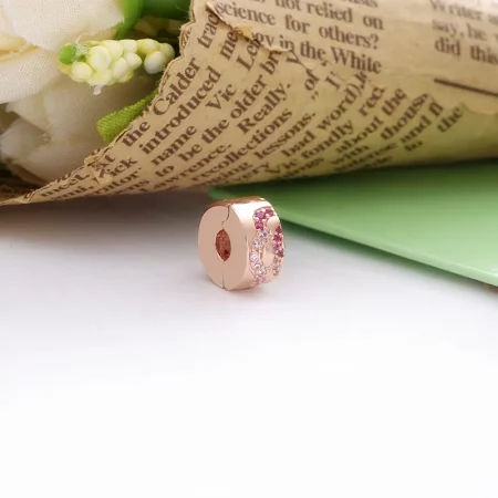 PANDORA Pink Fan Pattern Spacer Clip Charm - 788153C01