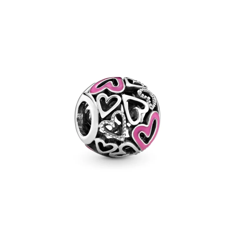 (image for) PANDORA Pink Openwork Freehand Heart Charm - 798677C01 - Product Image
