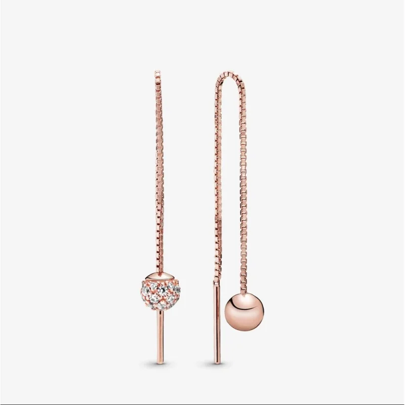 (image for) PANDORA Polished & Pavé Bead Dangle Earrings - 288325CZ - Product Image