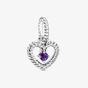 PANDORA Purple Beaded Heart Dangle Charm - 798854C03 PANDORA Purple Beaded Heart Dangle Charm - 798854C03