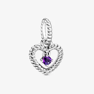(image for) PANDORA Purple Beaded Heart Dangle Charm - 798854C03
