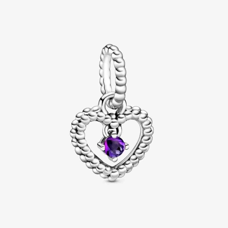 (image for) PANDORA Purple Beaded Heart Dangle Charm - 798854C03 - Product Image