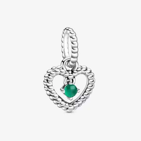PANDORA Rainforest Green Beaded Heart Dangle Charm - 798854C05