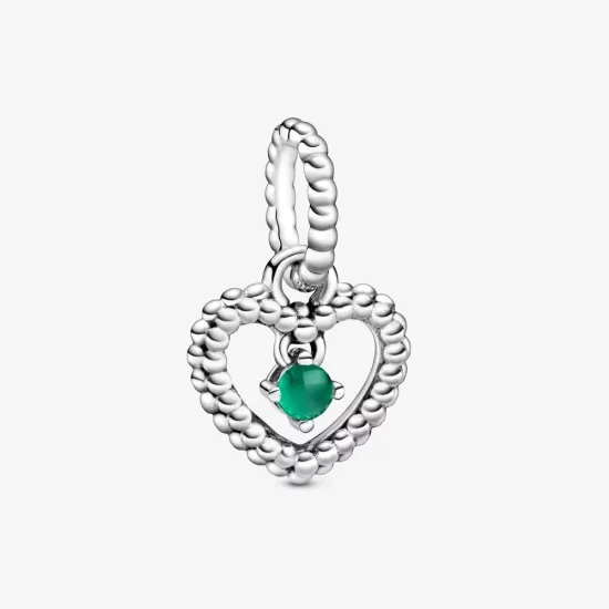 PANDORA Rainforest Green Beaded Heart Dangle Charm - 798854C05