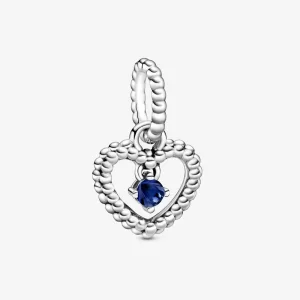 (image for) PANDORA Sea Blue Beaded Heart Dangle Charm - 798854C12