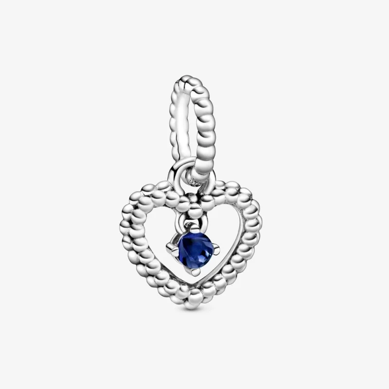 (image for) PANDORA Sea Blue Beaded Heart Dangle Charm - 798854C12 - Product Image