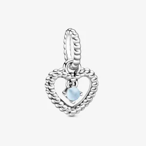 (image for) PANDORA Sky Blue Beaded Heart Dangle Charm - 798854C07