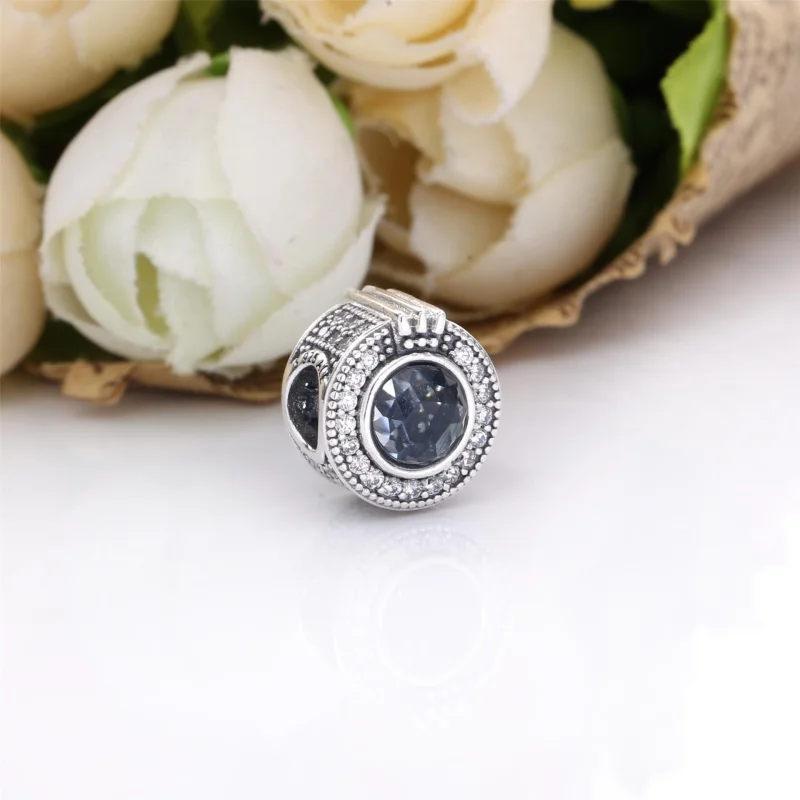 (image for) PANDORA Sparkling Blue Crown O charm - 799058C01 - View 2