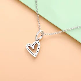 PANDORA Sparkling Freehand Heart Pendant Necklace - 398688C01 PANDORA Sparkling Freehand Heart Pendant Necklace - 398688C01