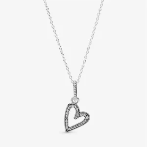 PANDORA Sparkling Freehand Heart Pendant Necklace - 398688C01 (image for) PANDORA Sparkling Freehand Heart Pendant Necklace - 398688C01