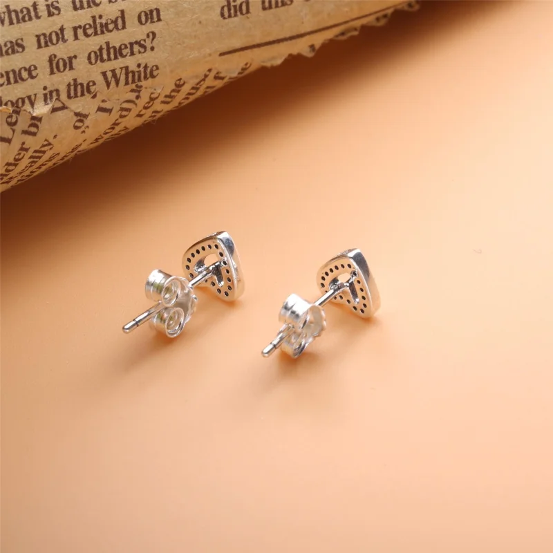 (image for) PANDORA Sparkling Freehand Heart Stud Earrings - 298685C01 - View 4