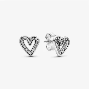 PANDORA Sparkling Freehand Heart Stud Earrings - 298685C01 (image for) PANDORA Sparkling Freehand Heart Stud Earrings - 298685C01