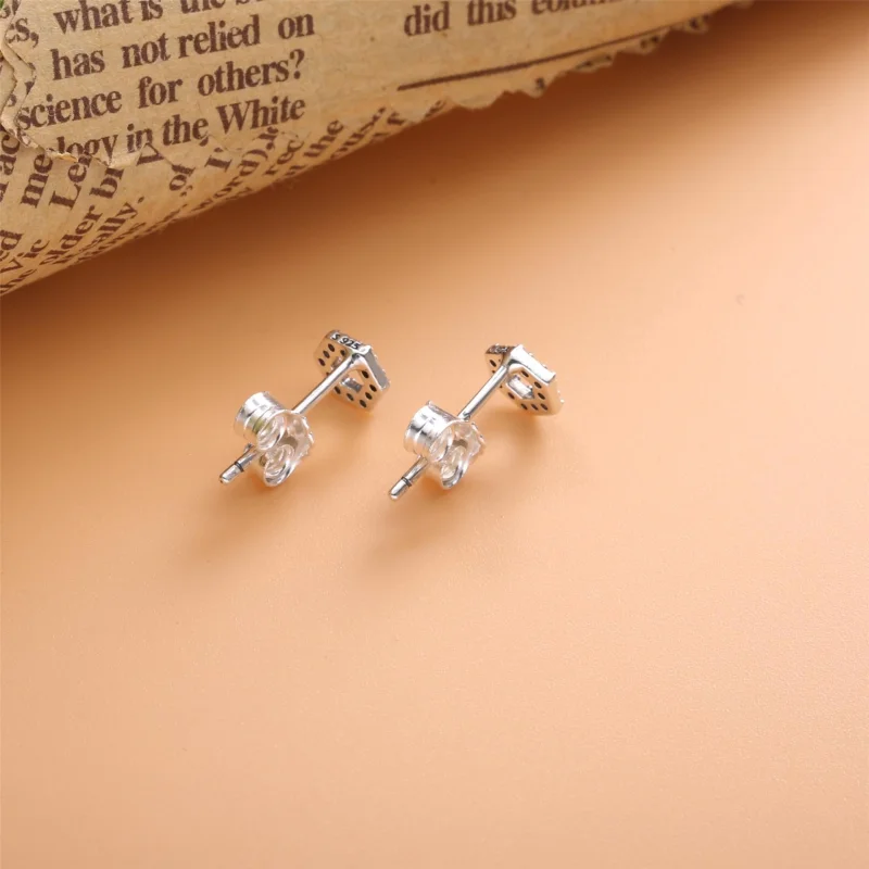 (image for) PANDORA Sparkling Honeycomb Hexagon Stud Earrings - 298800C01 - View 4