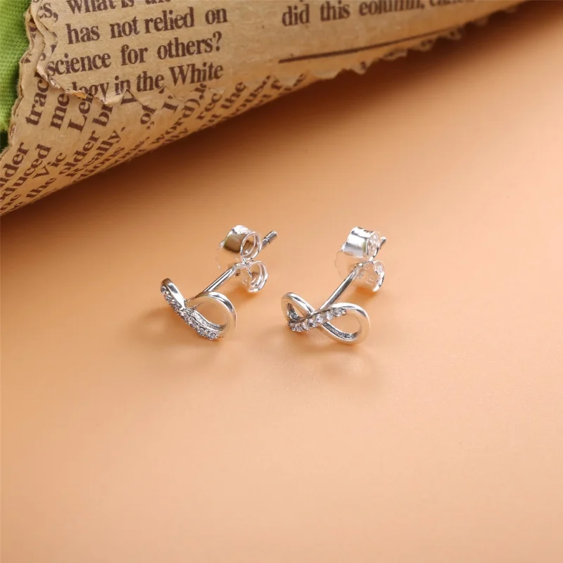(image for) PANDORA Sparkling Infinity Stud Earrings - 298820C01 - View 3