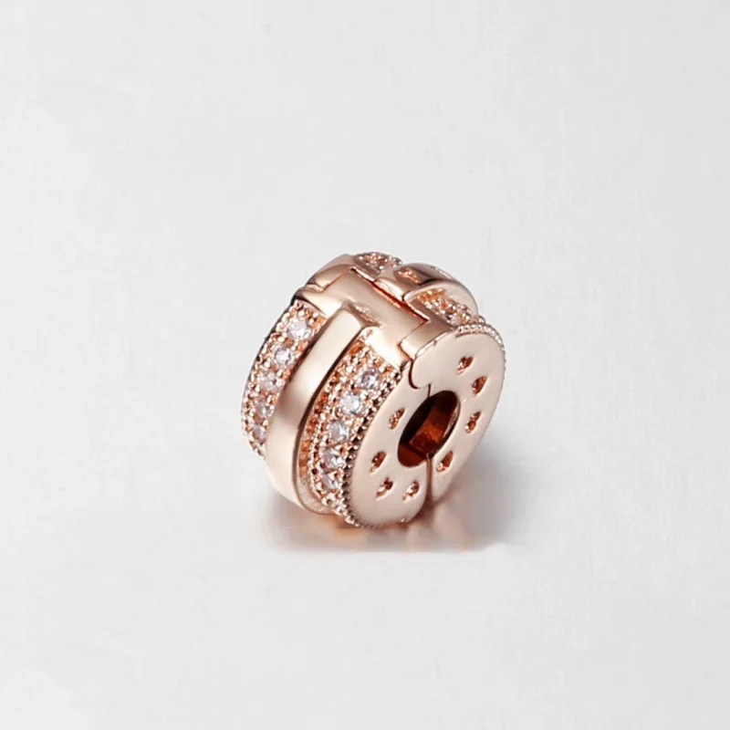 (image for) PANDORA Sparkling Pavé Lines & Logo Clip Charm - 789042C01 - View 4