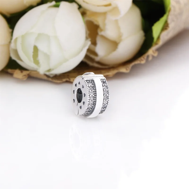 (image for) PANDORA Sparkling Pavé Lines & Logo Clip Charm - 799042C01 - View 2