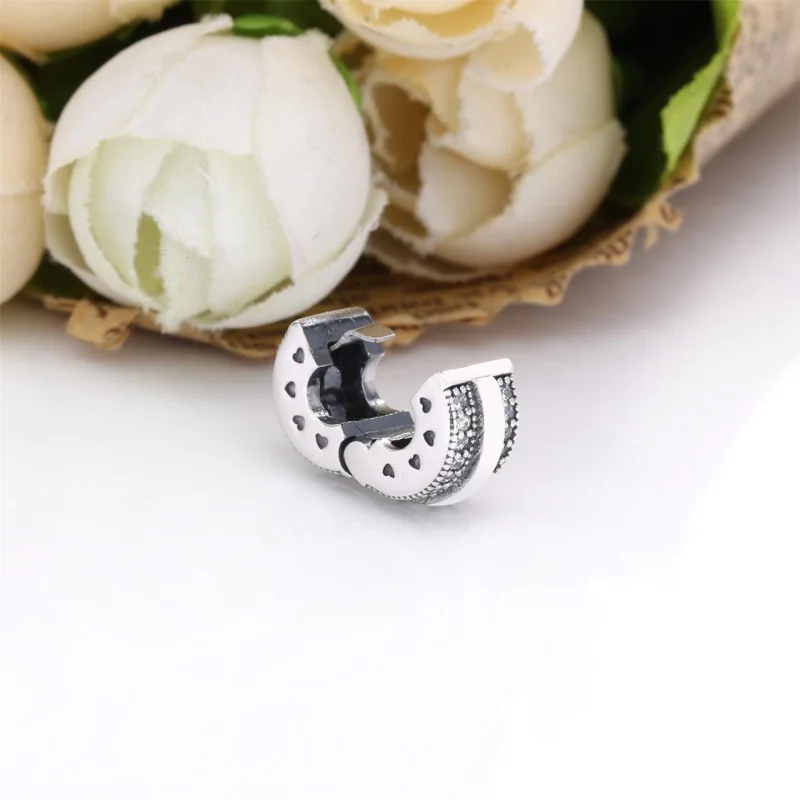 (image for) PANDORA Sparkling Pavé Lines & Logo Clip Charm - 799042C01 - View 4