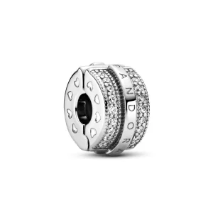 (image for) PANDORA Sparkling Pavé Lines & Logo Clip Charm - 799042C01