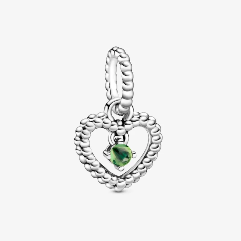 (image for) PANDORA Spring Green Beaded Heart Dangle Charm - 798854C10 - Product Image