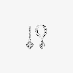PANDORA Square Sparkle Hoop Earrings - 298503C01 PANDORA Square Sparkle Hoop Earrings - 298503C01