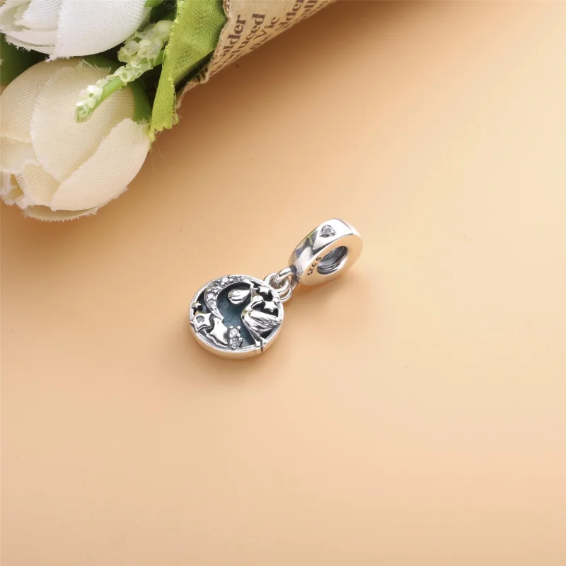 (image for) PANDORA Stork & Twinkling Stars Dangle Charm - 798895C01 - View 2