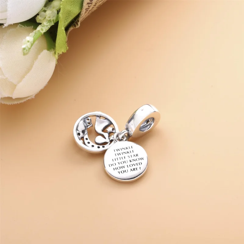 (image for) PANDORA Stork & Twinkling Stars Dangle Charm - 798895C01 - View 4