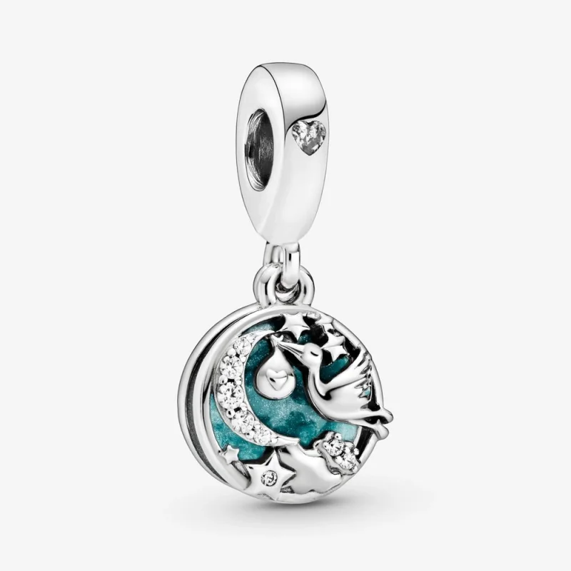 (image for) PANDORA Stork & Twinkling Stars Dangle Charm - 798895C01 - Product Image