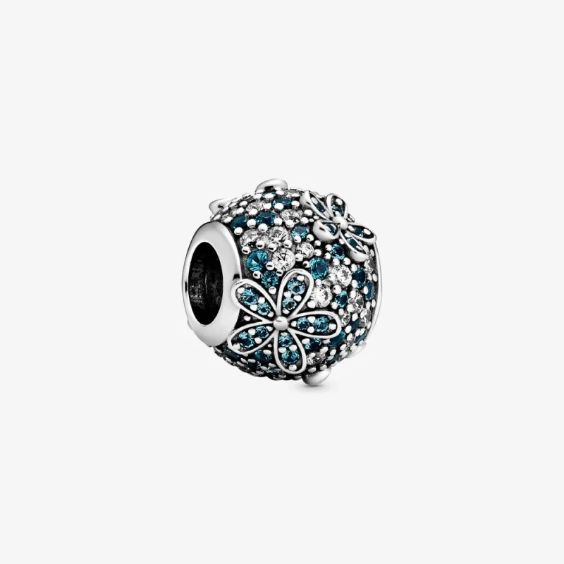 (image for) PANDORA Teal Pavé Daisy Flower Charm - 798797C01 - Product Image