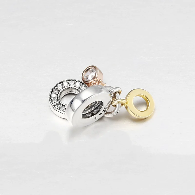 (image for) PANDORA Triple Monogram & Logo Dangle, Clear Cz - 769044C01 - View 2