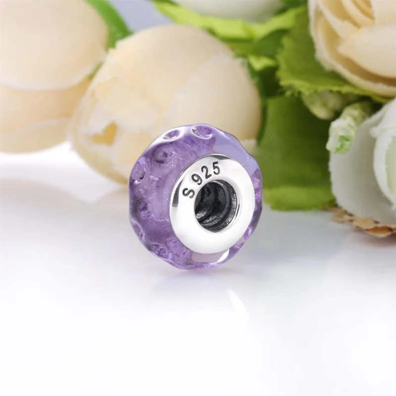 (image for) PANDORA Wavy Lavender Murano Glass Charm - 798875C00 - View 4