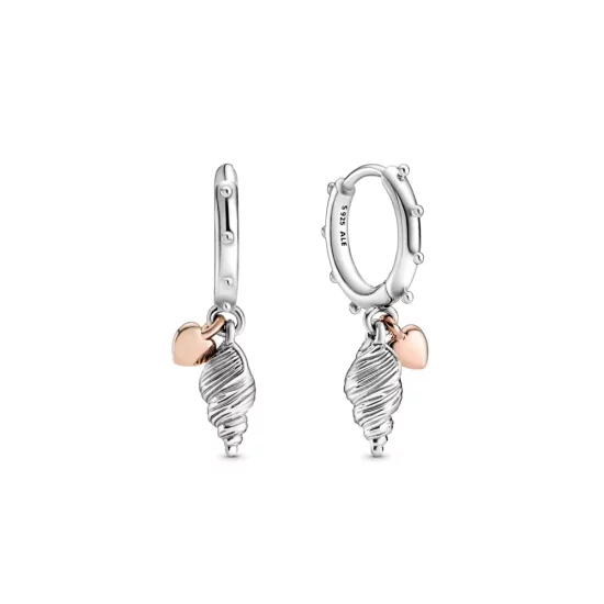 Summer 2020 PANDORA Rose Heart and Conch Shell Hoop Earrings - 289000C00