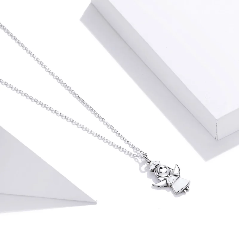 (image for) Pandora Style Angel In White Pendant Necklace - SCN425 - View 3