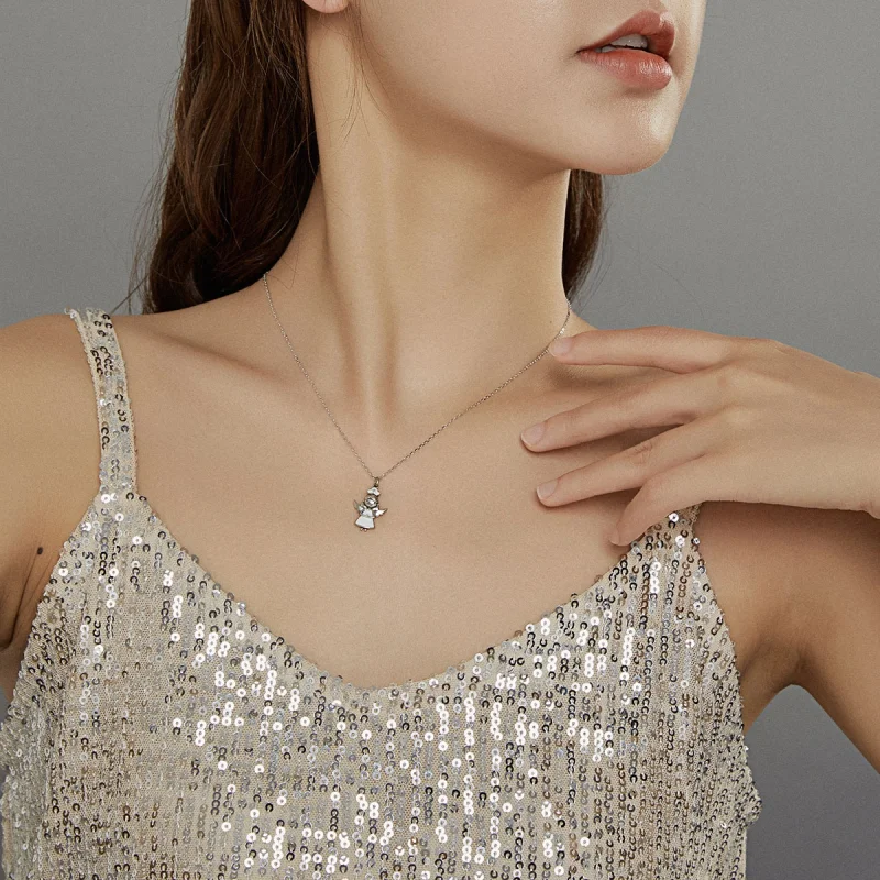 (image for) Pandora Style Angel In White Pendant Necklace - SCN425 - View 7