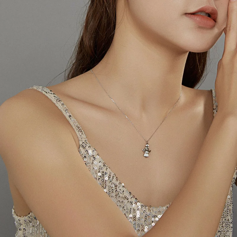 (image for) Pandora Style Angel In White Pendant Necklace - SCN425 - View 8