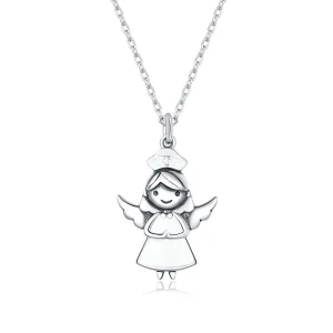 (image for) Pandora Style Angel In White Pendant Necklace - SCN425