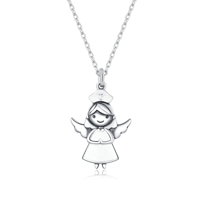 (image for) Pandora Style Angel In White Pendant Necklace - SCN425 - Product Image
