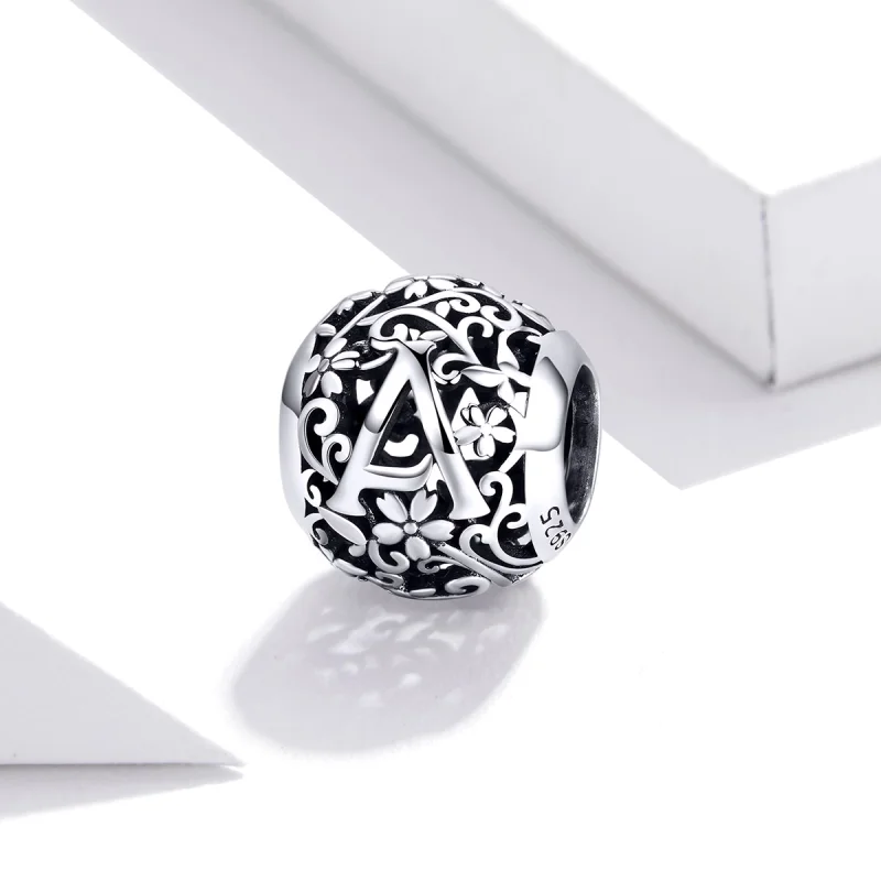 (image for) Pandora Style Openwork Flower Letter A Charm - SCC1444-A - View 2