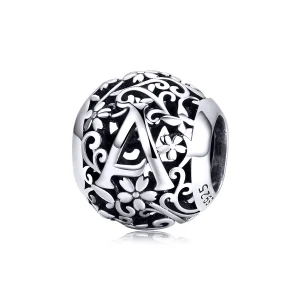 (image for) Pandora Style Openwork Flower Letter A Charm - SCC1444-A 