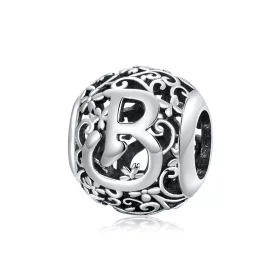 Pandora Style Openwork Flower Letter B Charm - SCC1444-B Pandora Style Openwork Flower Letter B Charm - SCC1444-B