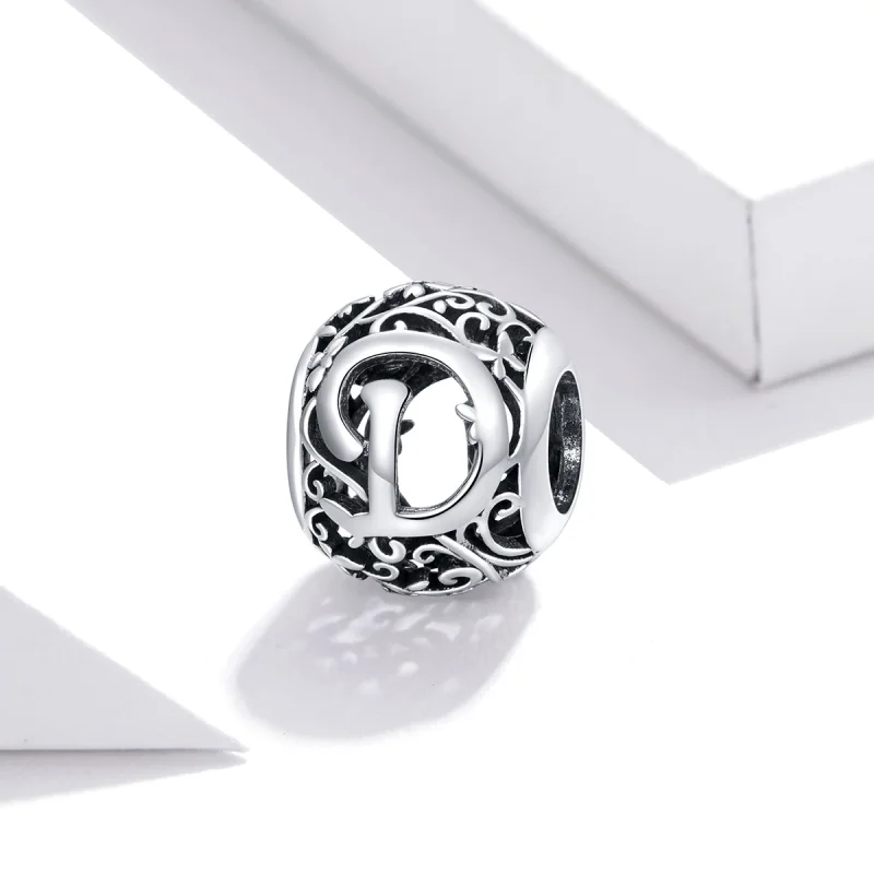 (image for) Pandora Style Openwork Flower Letter D Charm - SCC1444-D - View 2