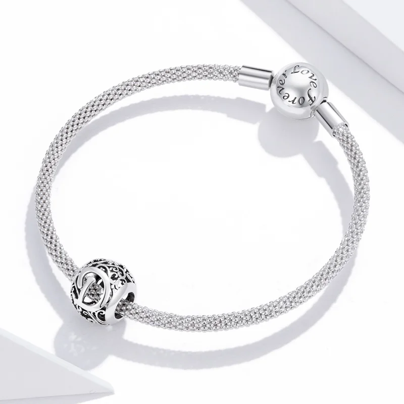 (image for) Pandora Style Openwork Flower Letter D Charm - SCC1444-D - View 3