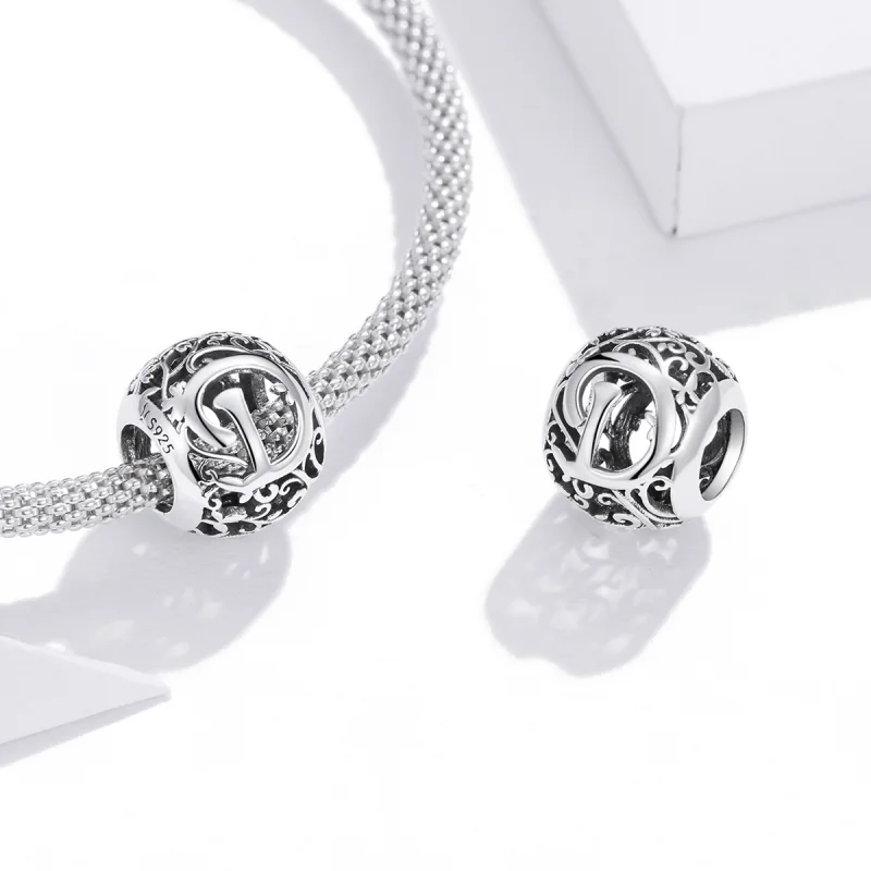 (image for) Pandora Style Openwork Flower Letter D Charm - SCC1444-D - View 4