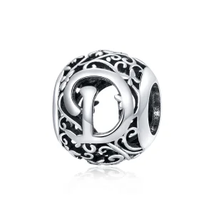 (image for) Pandora Style Openwork Flower Letter D Charm - SCC1444-D 