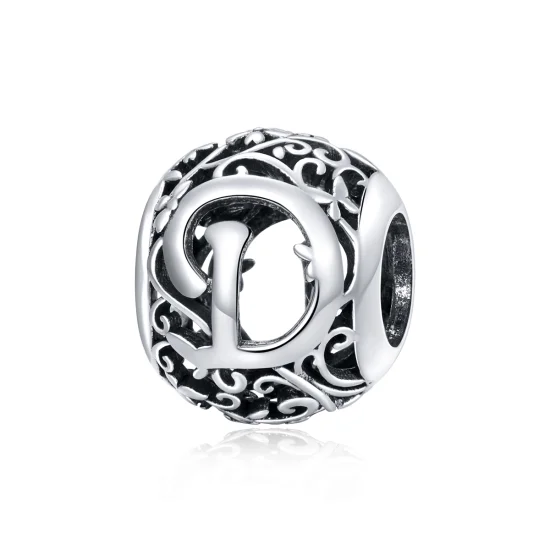 (image for) Pandora Style Openwork Flower Letter D Charm - SCC1444-D 