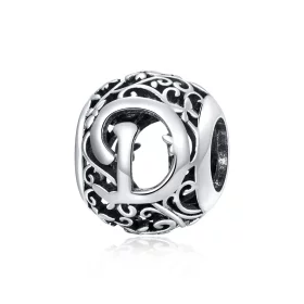 Pandora Style Openwork Flower Letter D Charm - SCC1444-D Pandora Style Openwork Flower Letter D Charm - SCC1444-D