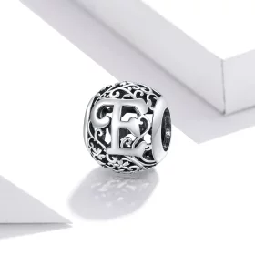 Pandora Style Openwork Flower Letter E Charm - SCC1444-E Pandora Style Openwork Flower Letter E Charm - SCC1444-E