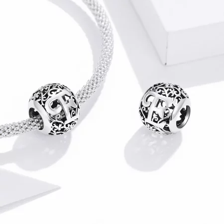 Pandora Style Openwork Flower Letter E Charm - SCC1444-E