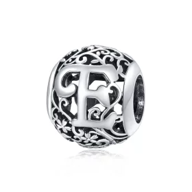 Pandora Style Openwork Flower Letter E Charm - SCC1444-E Pandora Style Openwork Flower Letter E Charm - SCC1444-E