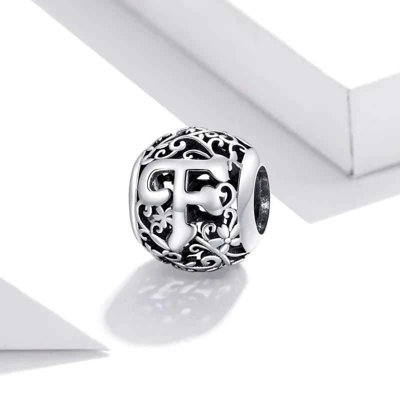 (image for) Pandora Style Openwork Flower Letter F Charm - SCC1444-F - View 2